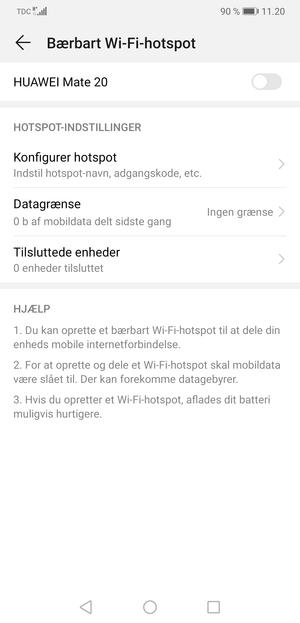 Vælg Konfigurer hotspot