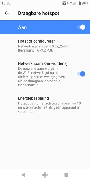 Uw telefoon is nu geïnstalleerd voor gebruik als modem