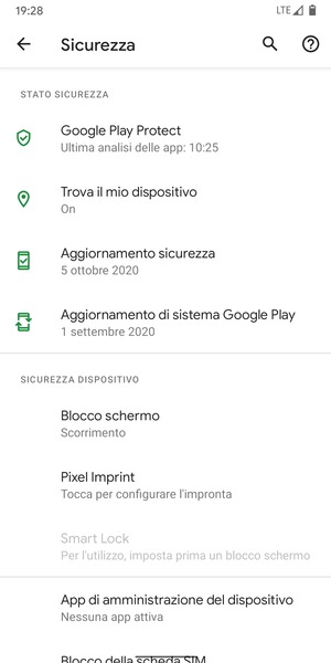 Per attivare il blocco dello schermo, vai al menu Sicurezza e seleziona Blocco schermo