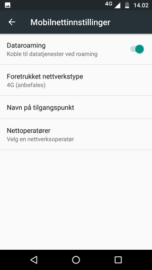 Slå Dataroaming på eller av