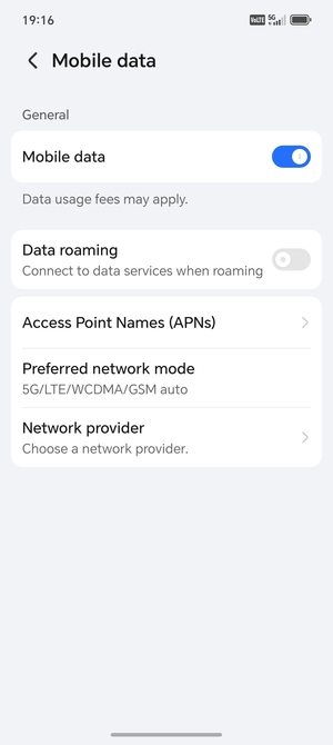 To change network if network problems occur,  select Network provider