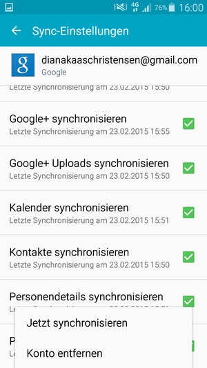 Wählen Sie Jetzt synchronisieren