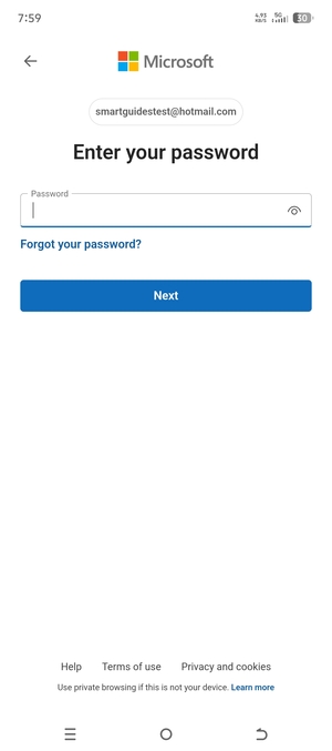 Enter your password and select Next