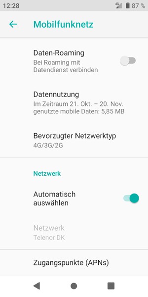 Scrollen Sie und wählen Sie Zugangspunkte (APNs)