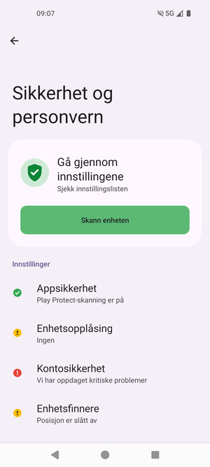 For å aktivere skjermlåsen, gå til Sikkerhet og personvern-menyen og velg Enhetsopplåsning