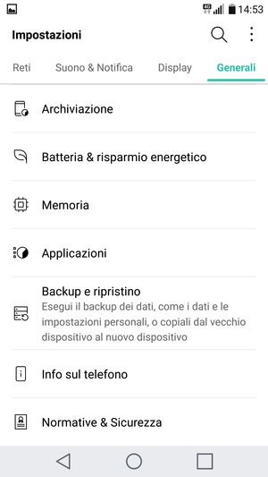 Scorri e seleziona Info sul telefono