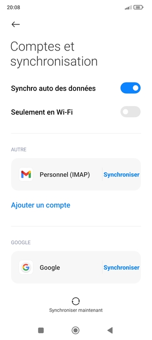 Sélectionnez Google