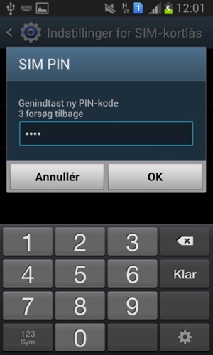 Bekræft din nye SIM PIN-kode og vælg OK