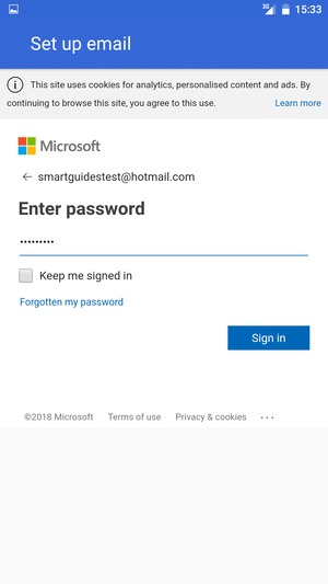 Enter your password and select Sign in