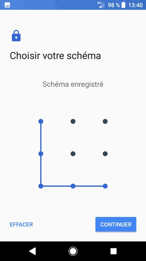 Dessinez un motif de déverrouillage et sélectionnez CONTINUER