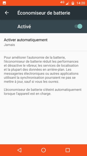 Activer le Économiseur de batterie