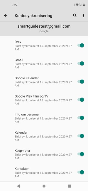 Kontroller at Kontakter er valgt