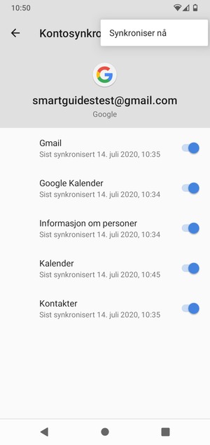 Velg Synkroniser nå