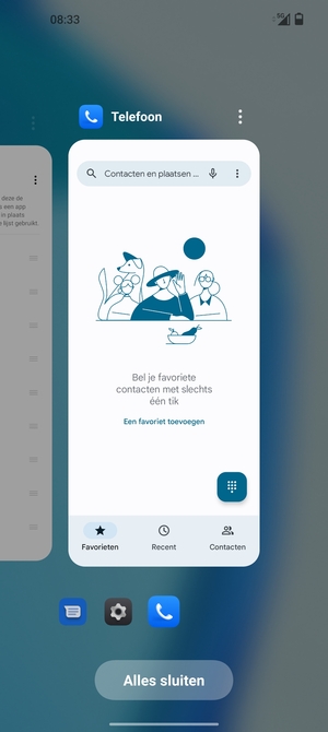 Selecteer Alles sluiten om alle actieve apps te sluiten