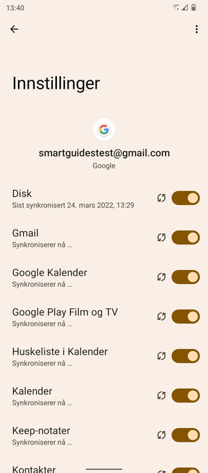 Din informasjon blir synkronisert