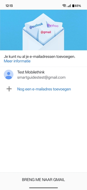 Selecteer BRENG ME NAAR GMAIL