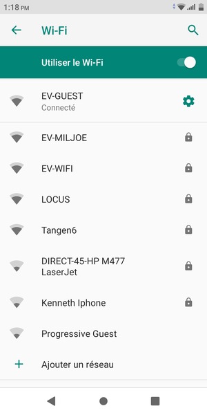 Vous êtes maintenant connecté au réseau Wi-Fi