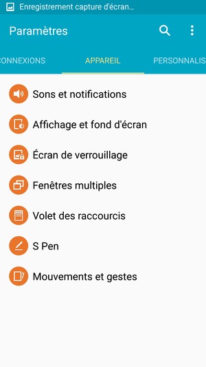 Pour activer votre écran de verrouillage, allez dans le menu Paramètres et sélectionnez APPAREIL / MON APPAREIL