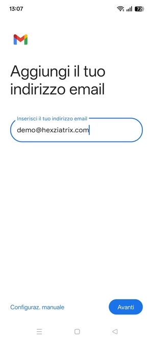 Inserisci il tuo indirizzo email e seleziona Avanti