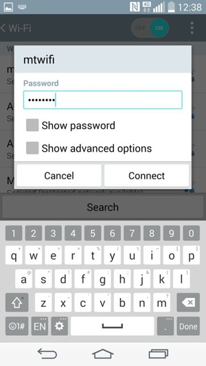 Enter the Wi-Fi password and select Connect