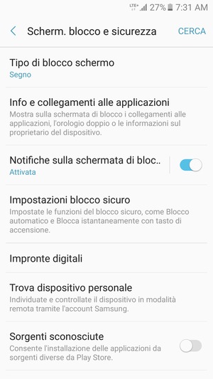 Il tuo telefono è ora protetto dal blocco schermo