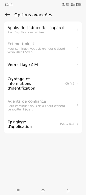 Sélectionnez Verrouillage SIM