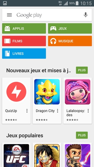 Sélectionnez la barre de Recherche