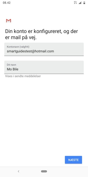 Giv din konto et navn og indtast dit navn. Vælg NÆSTE