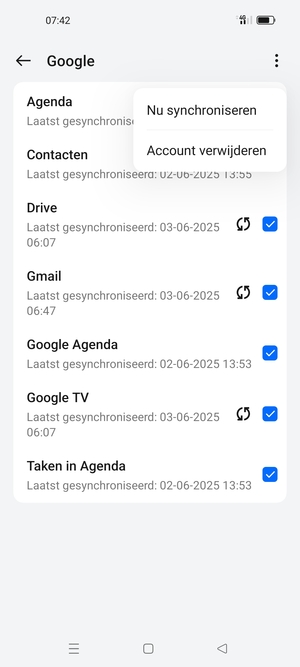 Selecteer Nu synchroniseren