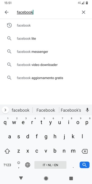 Inserisci il nome dell'app e seleziona Ricerca