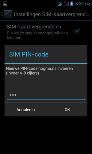 Bevestig uw nieuwe SIM PIN-code en selecteer OK