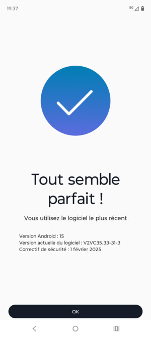 Si votre téléphone est à jour, sélectionnez OK