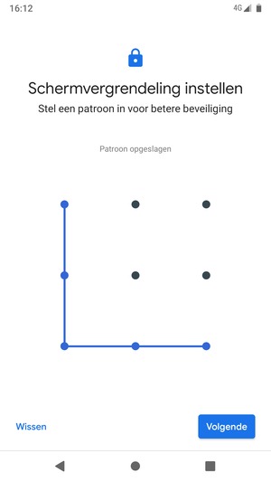 Teken een ontgrendelingspatroon en selecteer Volgende