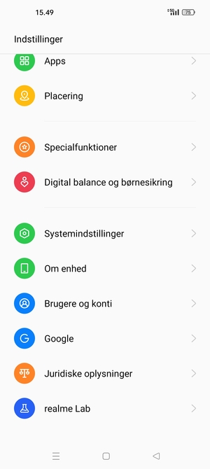 Scroll til og vælg Systemindstillinger