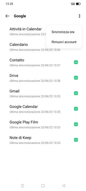 Seleziona Sincronizza ora