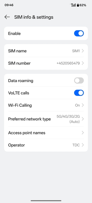To change network if network problems occur, select Operator