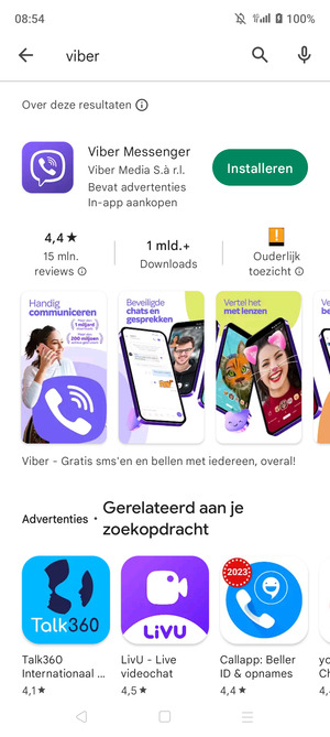 Selecteer de app