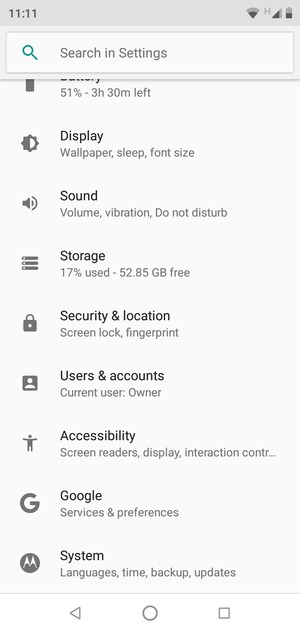 Scroll to and select Security & location