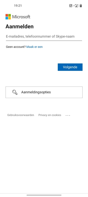 Voer uw e-mailadres in en selecteer Volgende