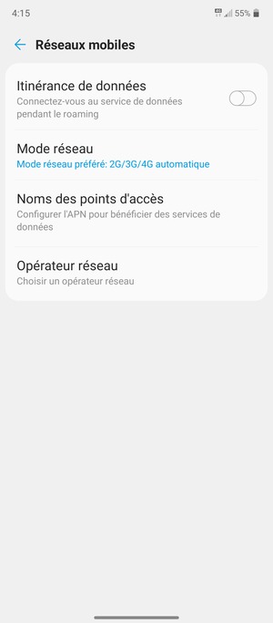 Sélectionnez Noms des points d'accès