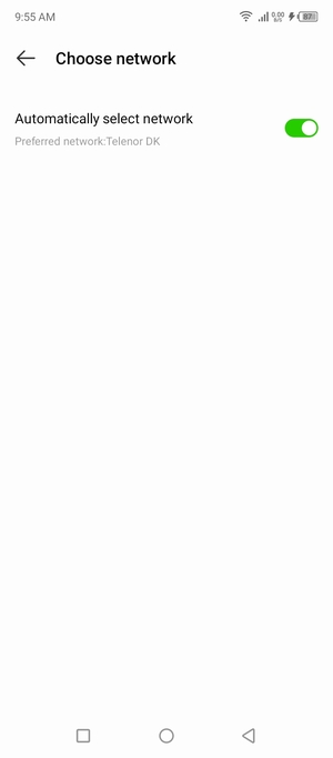 Turn off Automatically select network