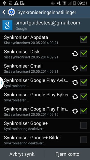 Dine kontakter fra Google vil synkroniseres til smarttelefonen din