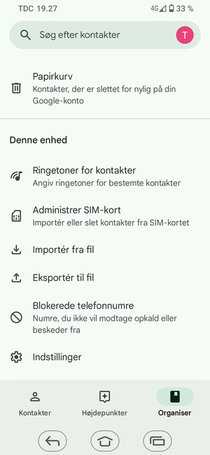 Scroll til og vælg Administrer SIM-kort