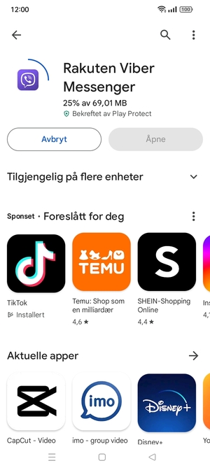 Vent til installasjonen er ferdig