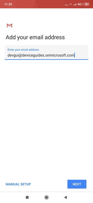 Enter your Email address and select MANUAL SETUP