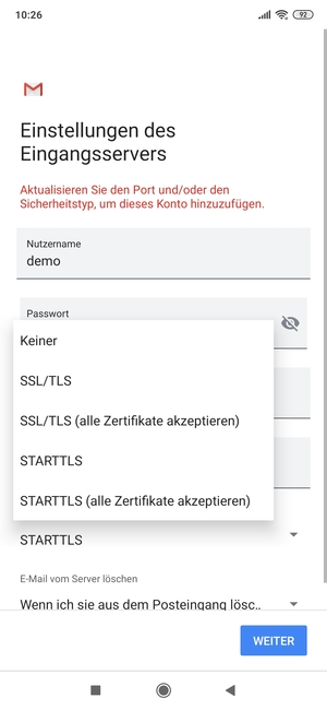Wählen Sie Keiner und WEITER