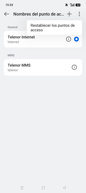 Seleccione Restablecer los puntos de acceso