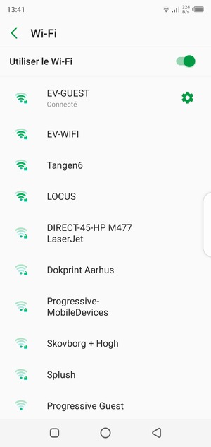 Vous êtes maintenant connecté au réseau Wi-Fi