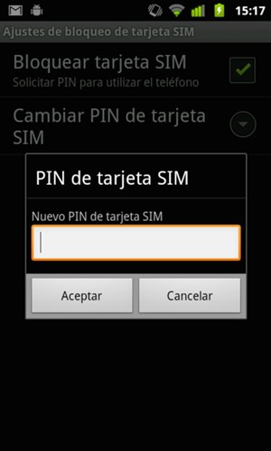 Introduzca su Nuevo PIN de tarjeta SIM y seleccione Aceptar