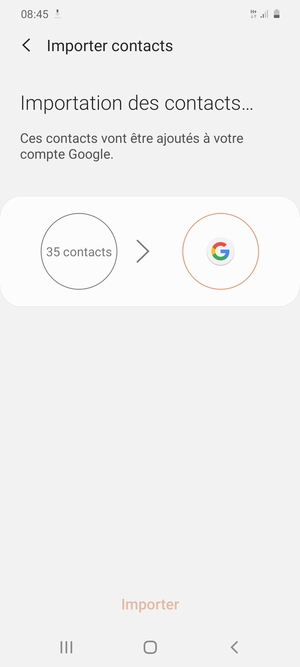 Vos contacts vont être enregistrés sur votre compte Google et dans votre téléphone lors de la prochaine synchronisation de Google.